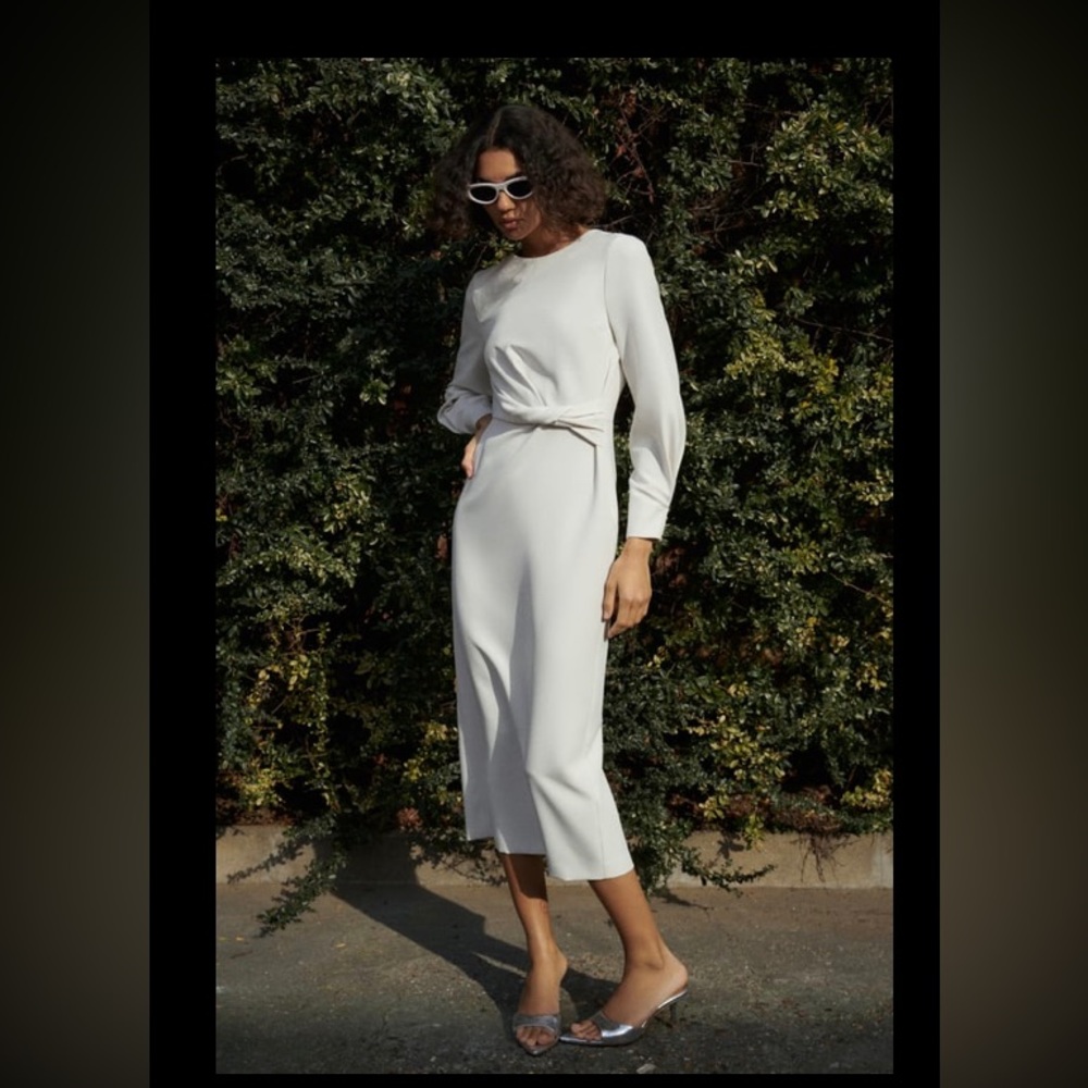 Zara MIDI dress color: gray bone not true white
